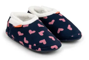 ARCHLINE Orthotic Slippers CLOSED Arch Scuffs Moccasins Pain Relief in Navy Hearts - EUR43