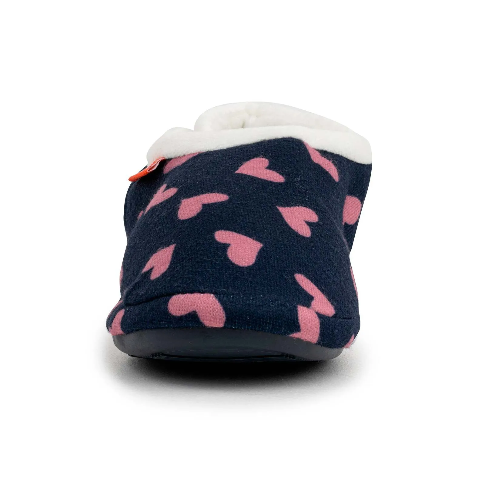 ARCHLINE Orthotic Slippers CLOSED Arch Scuffs Moccasins Pain Relief in Navy Hearts - EUR43