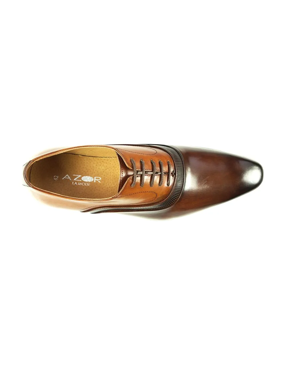 AZOR Mens Semi - Round Veneto Lace Up Shoes Tan UK 7 to UK 12
