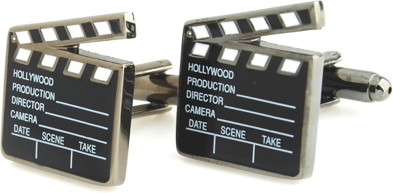 black Director's Film clapboard Movie Slate board Clapper Cufflinks