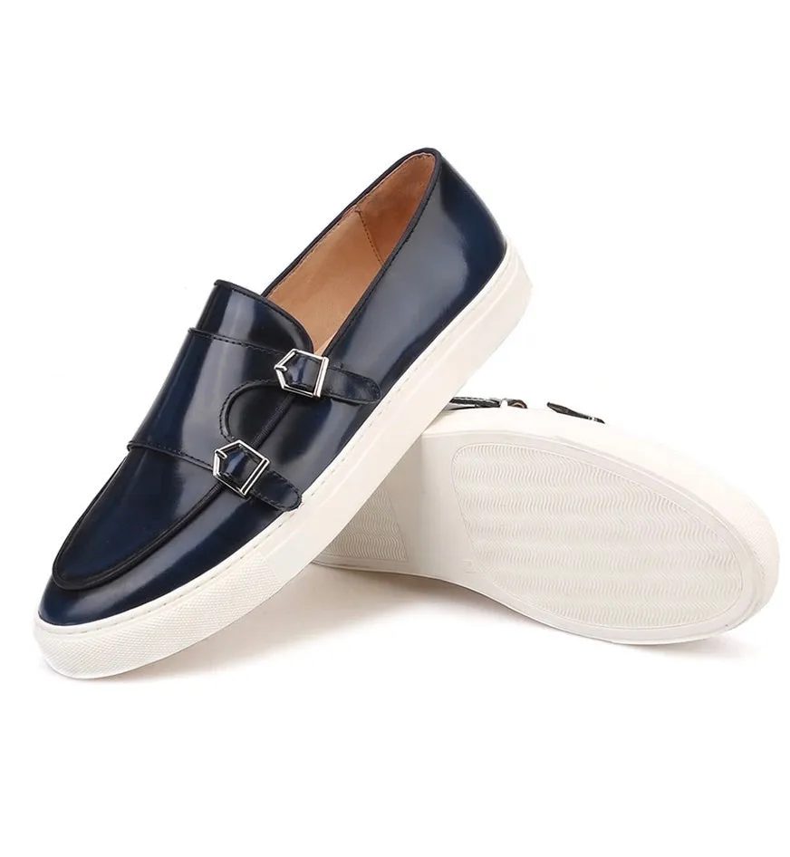Black Patent Leather White Sole Slidders