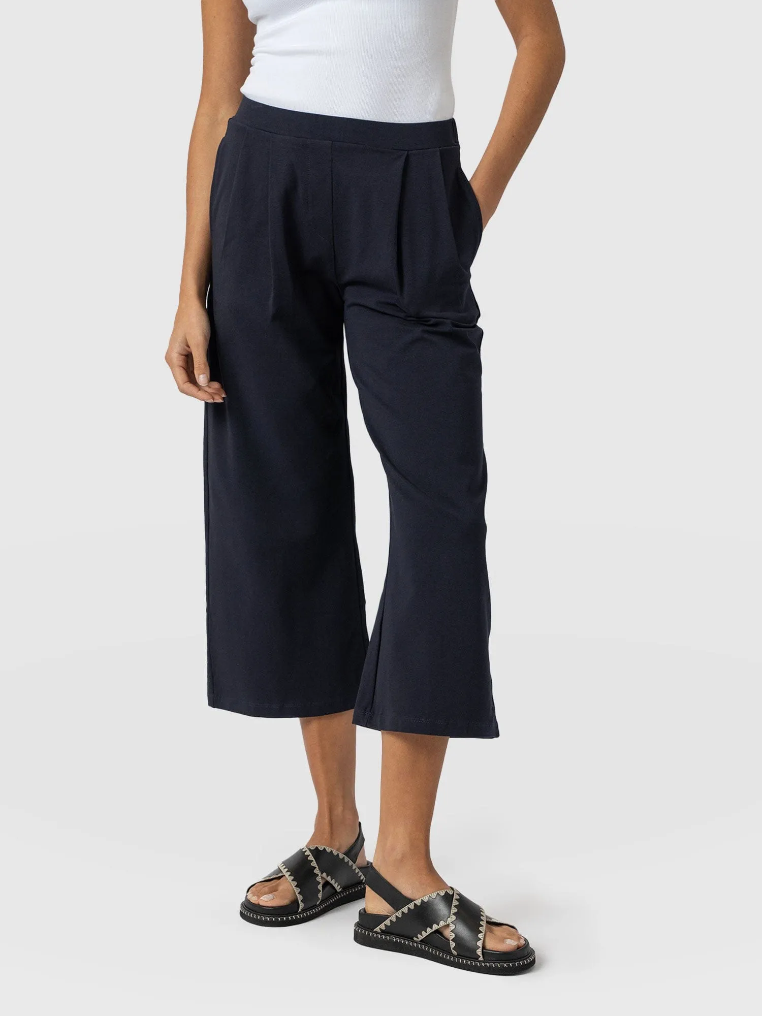 City Culotte - Navy Pleats