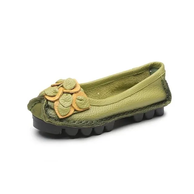 Dina Women's Flat Leather Loafer Shoes
