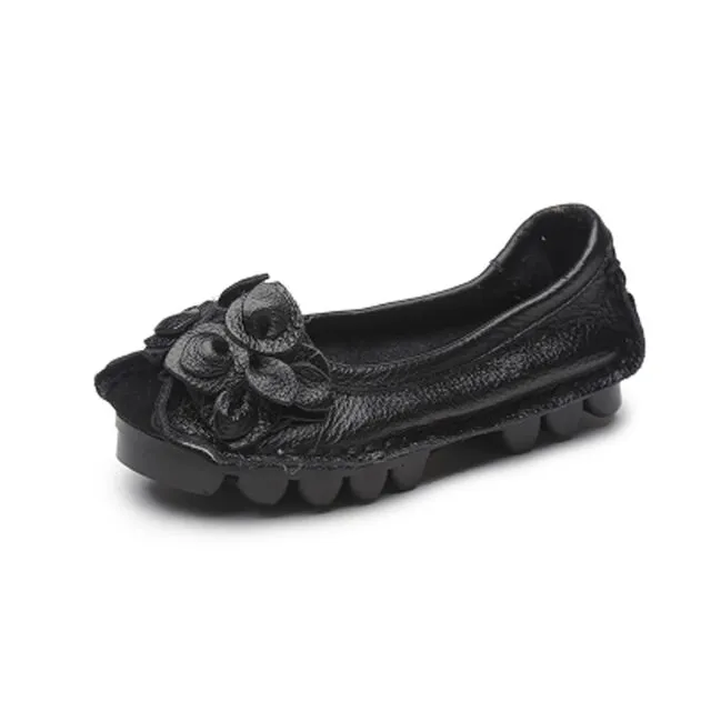 Dina Women's Flat Leather Loafer Shoes
