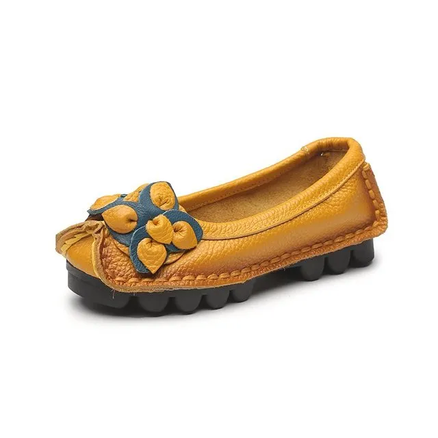 Dina Women's Flat Leather Loafer Shoes