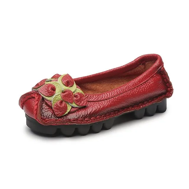 Dina Women's Flat Leather Loafer Shoes