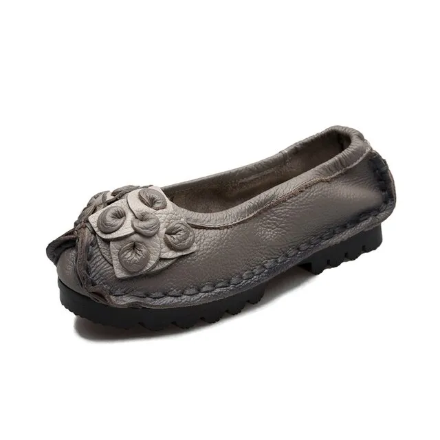 Dina Women's Flat Leather Loafer Shoes