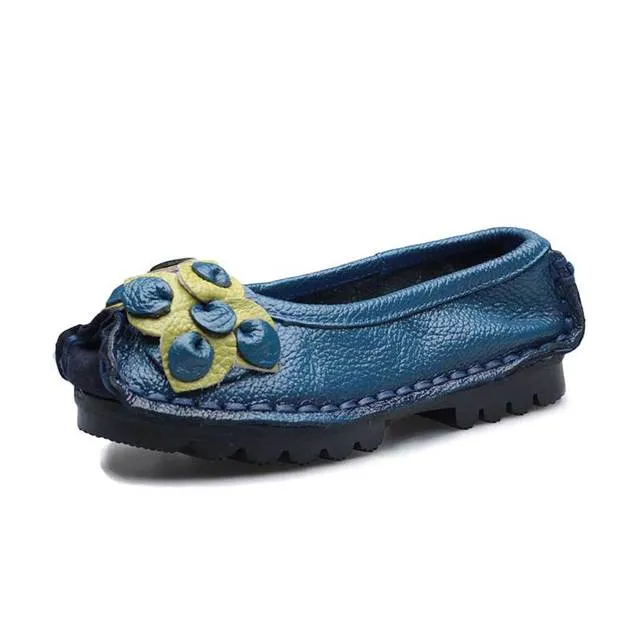 Dina Women's Flat Leather Loafer Shoes