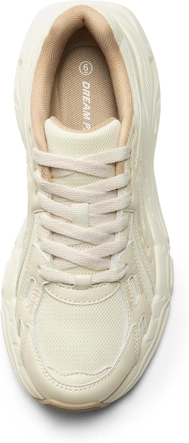 DREAM PAIRS Women's Platform Chunky Liv Fashion Sneakers Walking Lace-Up Comfortable Y2K-Style Sneakers Workout Sport Work Casual Tennis Shoes