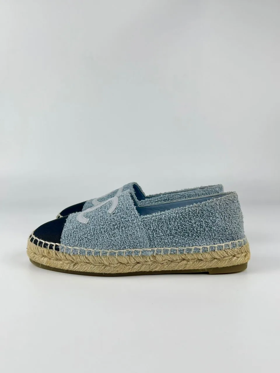 Espadrilles Fabric & Grosgrain Blue, Light Gray & Black Size 36