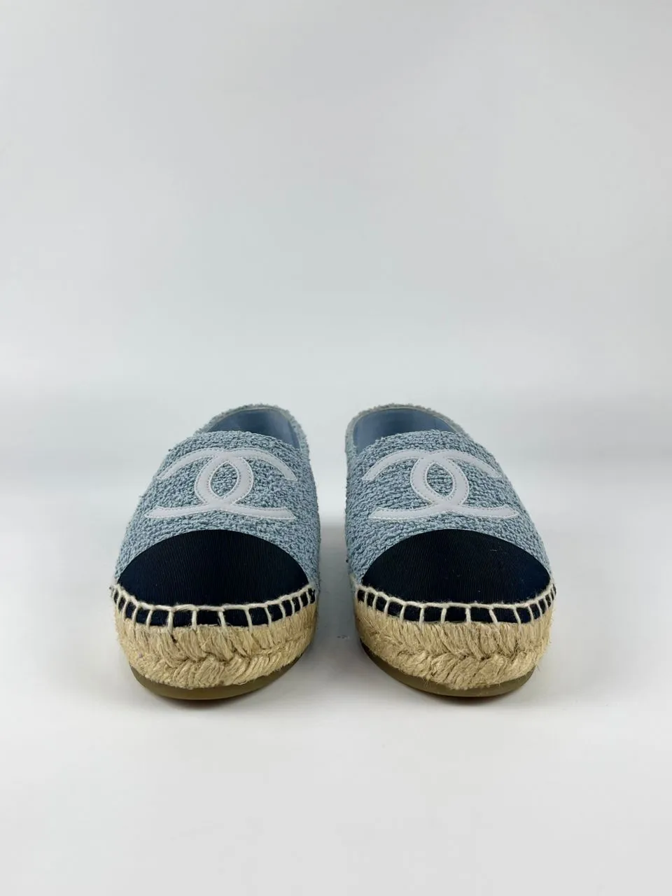 Espadrilles Fabric & Grosgrain Blue, Light Gray & Black Size 36