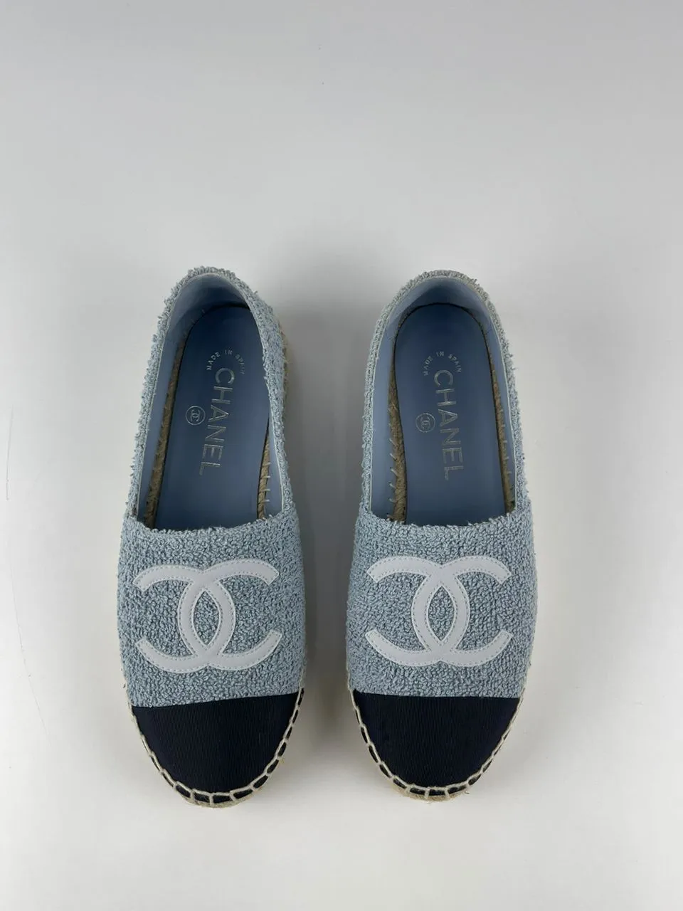 Espadrilles Fabric & Grosgrain Blue, Light Gray & Black Size 36