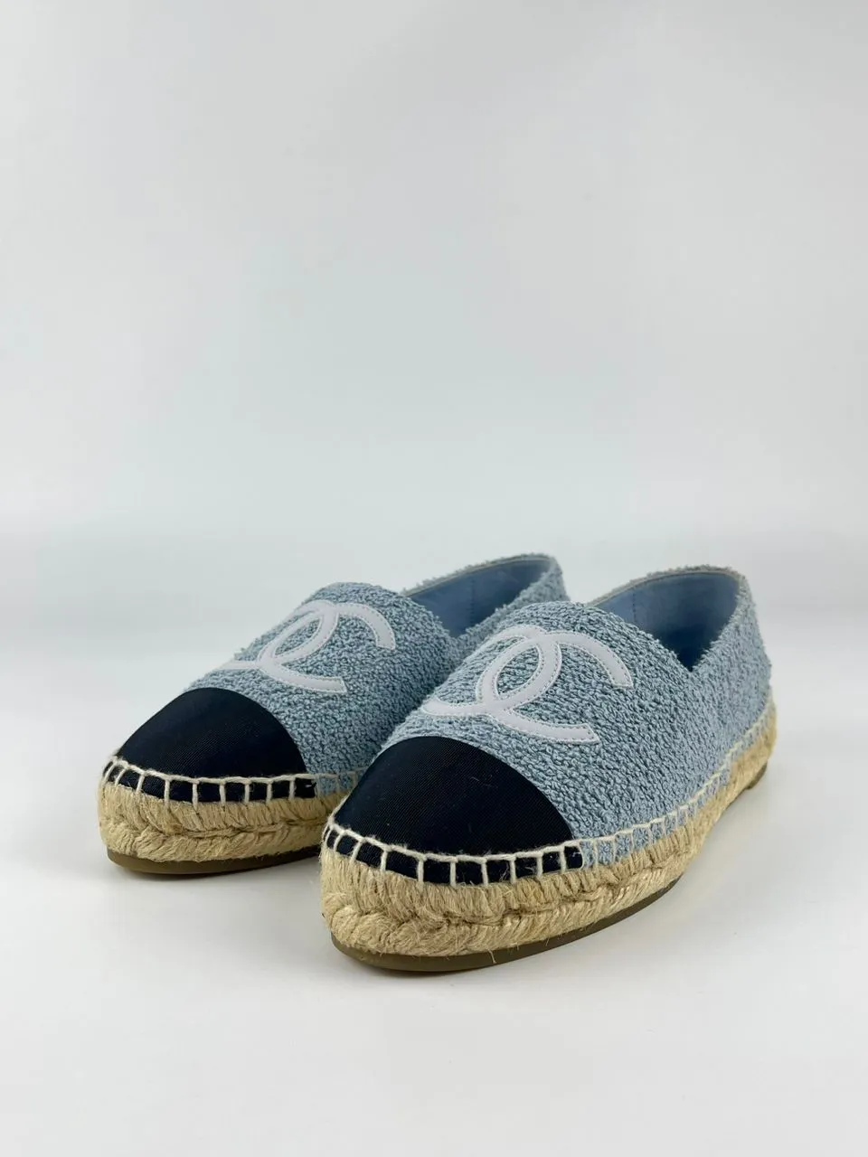 Espadrilles Fabric & Grosgrain Blue, Light Gray & Black Size 36