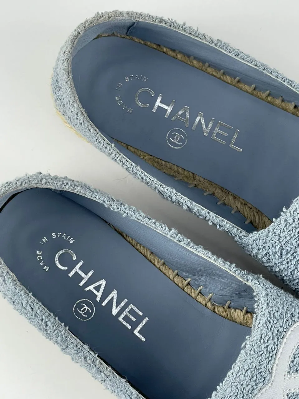 Espadrilles Fabric & Grosgrain Blue, Light Gray & Black Size 36
