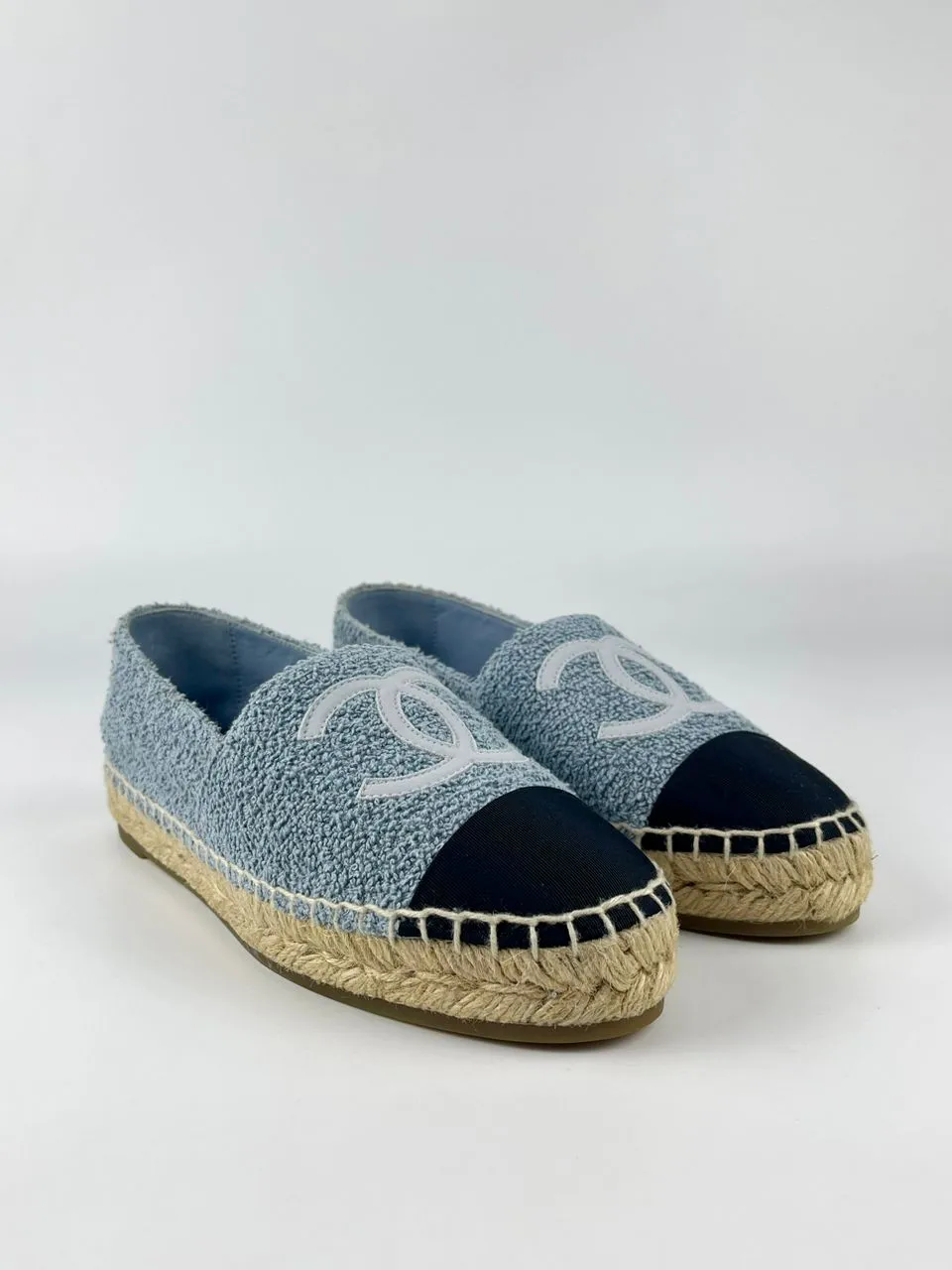 Espadrilles Fabric & Grosgrain Blue, Light Gray & Black Size 36