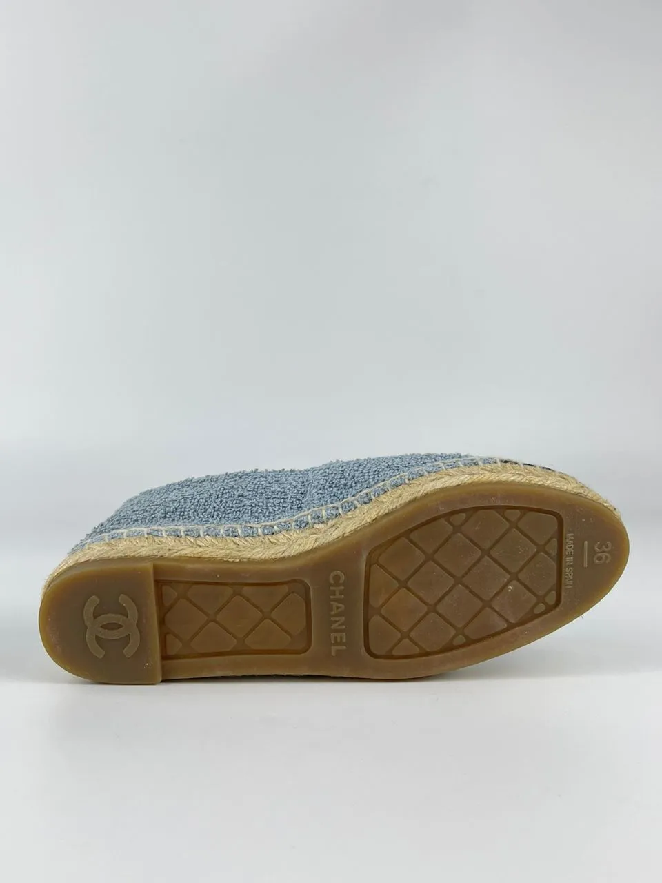 Espadrilles Fabric & Grosgrain Blue, Light Gray & Black Size 36
