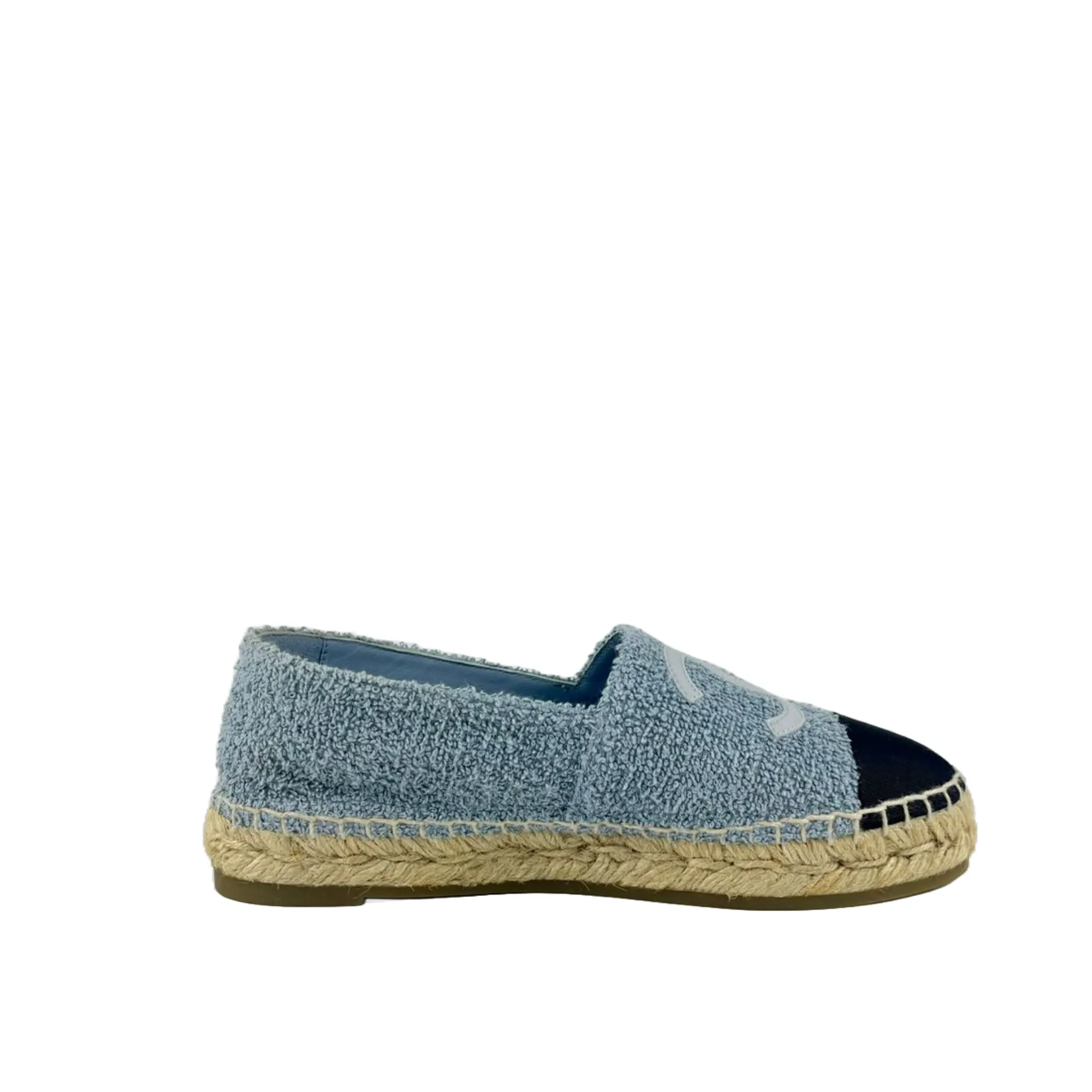 Espadrilles Fabric & Grosgrain Blue, Light Gray & Black Size 36