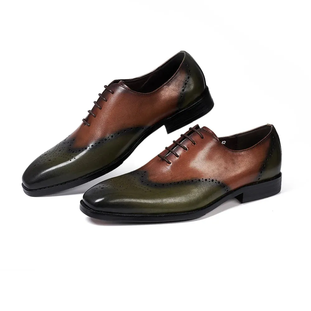 Men's Brogue Handmade Oxford Genuine Leather Dress Shoes