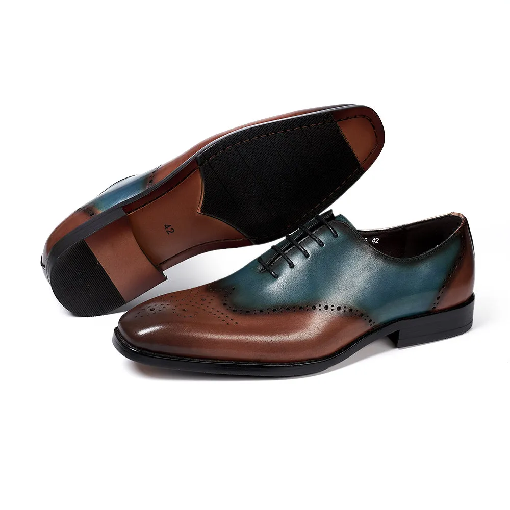 Men's Brogue Handmade Oxford Genuine Leather Dress Shoes