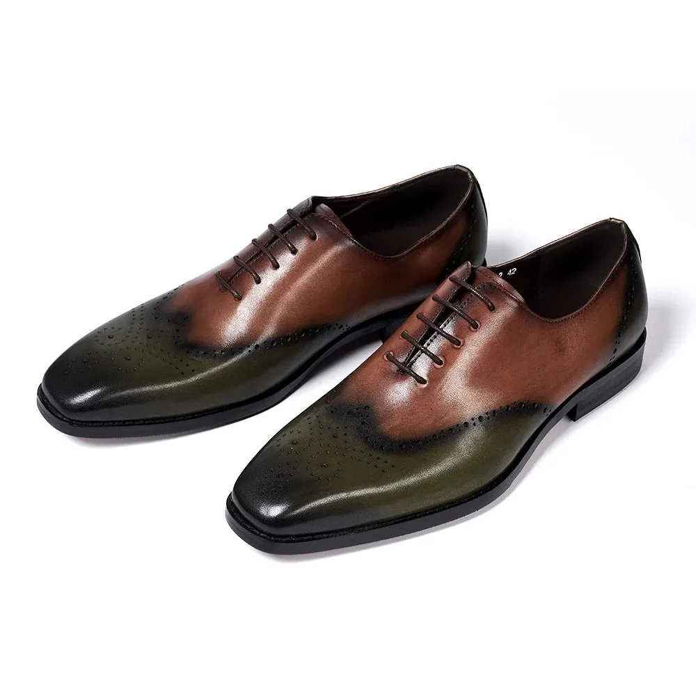 Men's Brogue Handmade Oxford Genuine Leather Dress Shoes