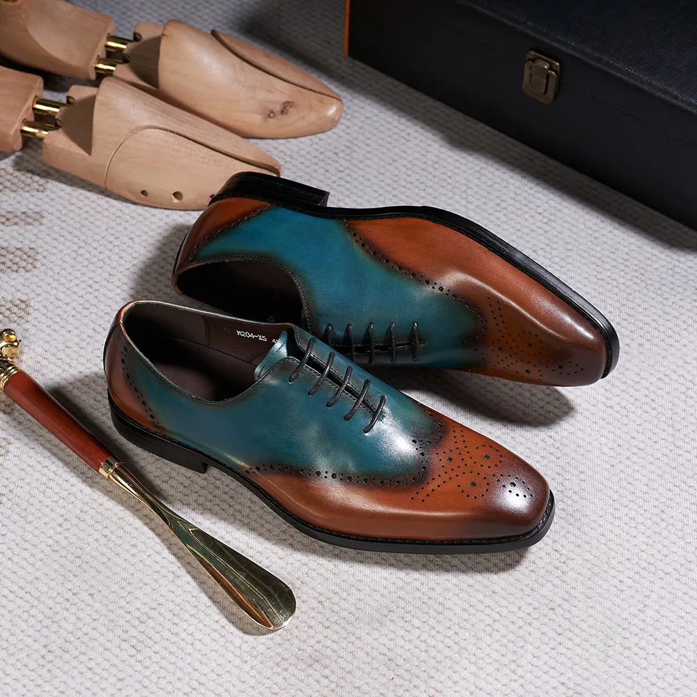 Men's Brogue Handmade Oxford Genuine Leather Dress Shoes