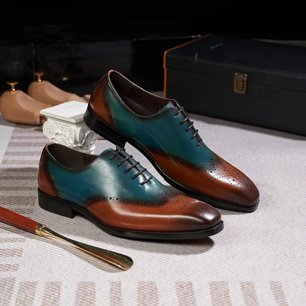 Men's Brogue Handmade Oxford Genuine Leather Dress Shoes