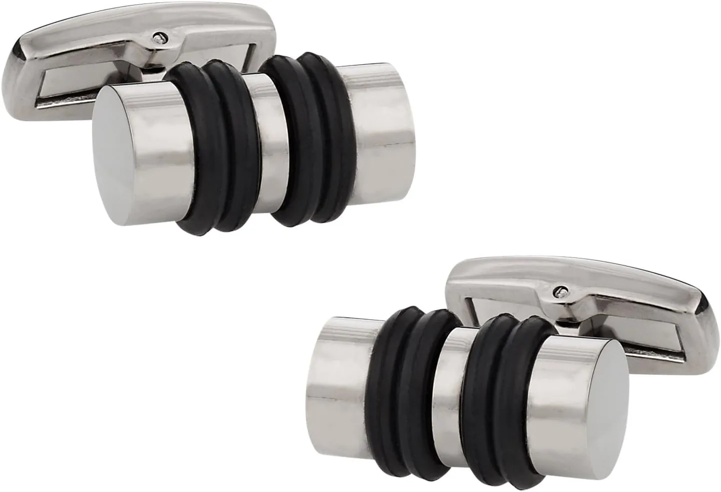 Men's Lightweight Titanium and Rubber Cufflinks with Travel Presentation Gift Box Light Weight