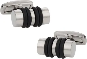 Men's Lightweight Titanium and Rubber Cufflinks with Travel Presentation Gift Box Light Weight