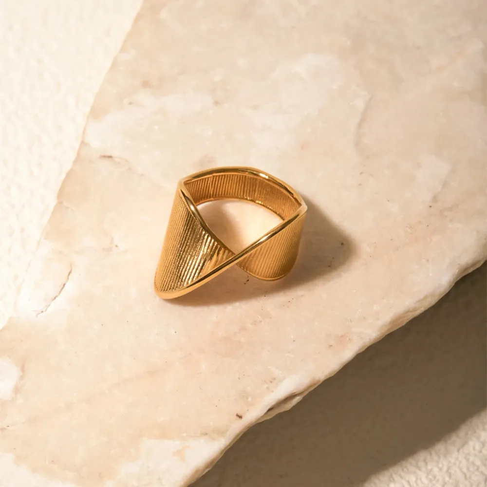 Minimalist 18K Gold Plated Stainless Steel Torsion Ring