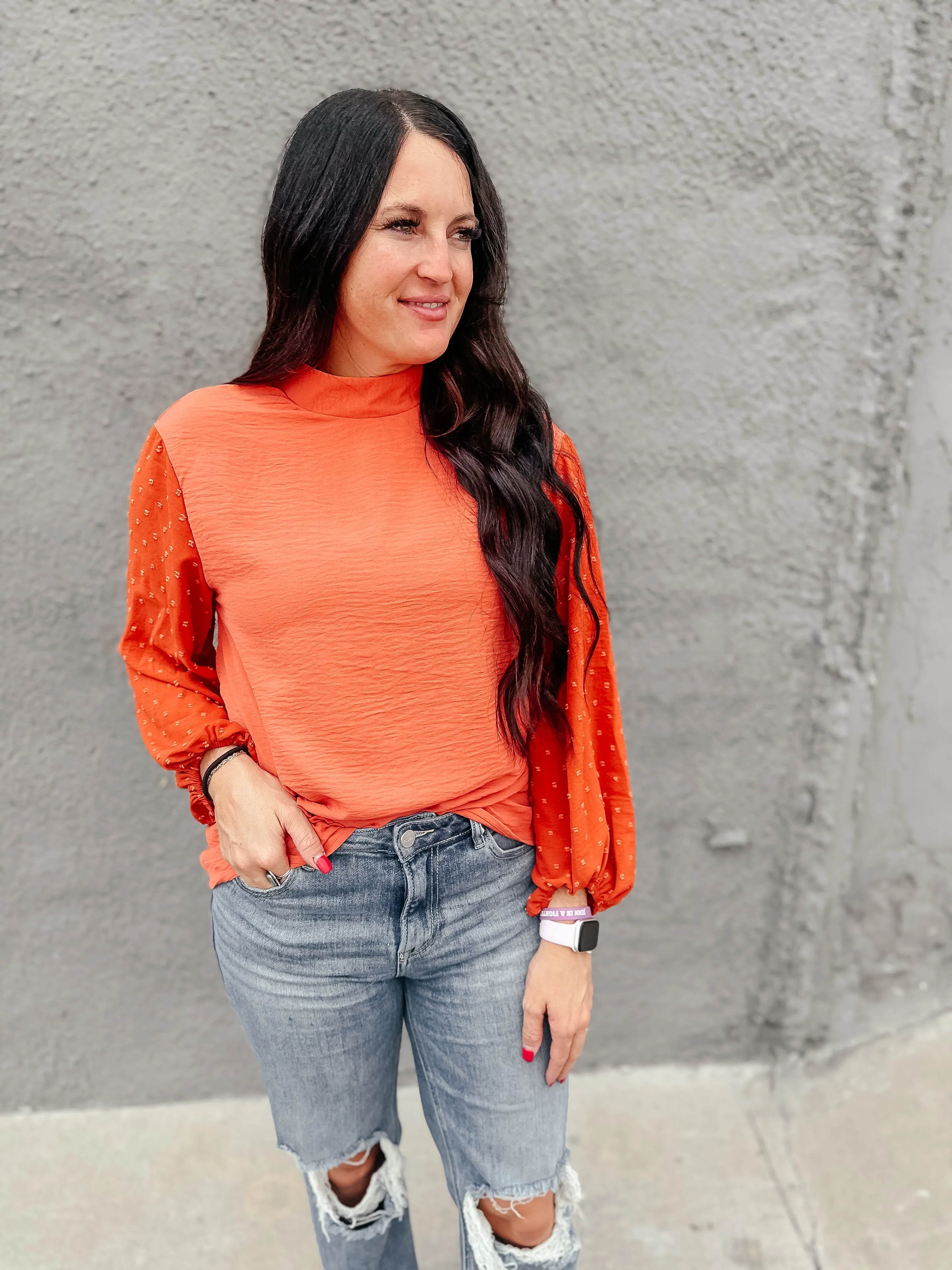Oliva Orange Long Sleeved Top