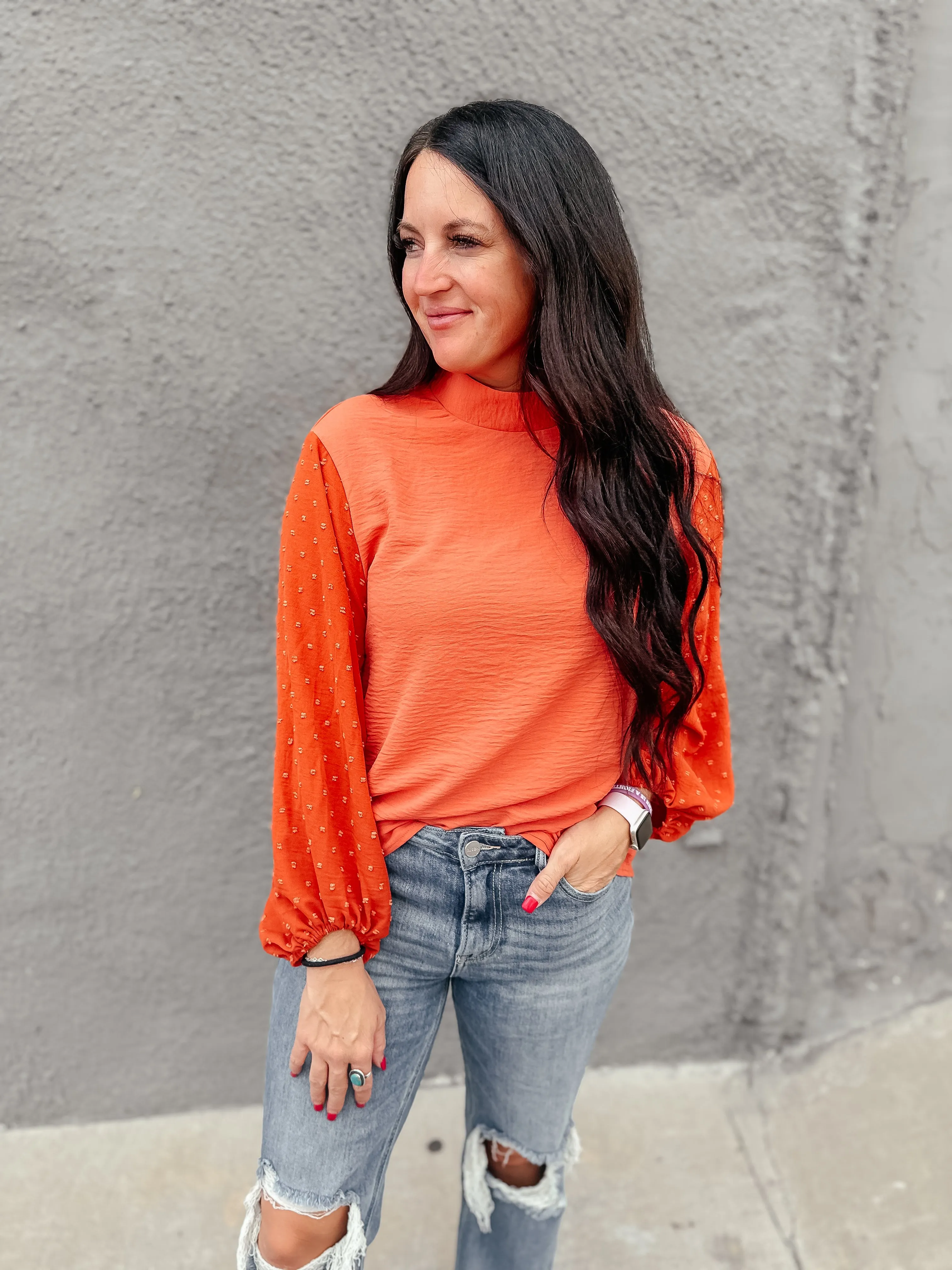 Oliva Orange Long Sleeved Top