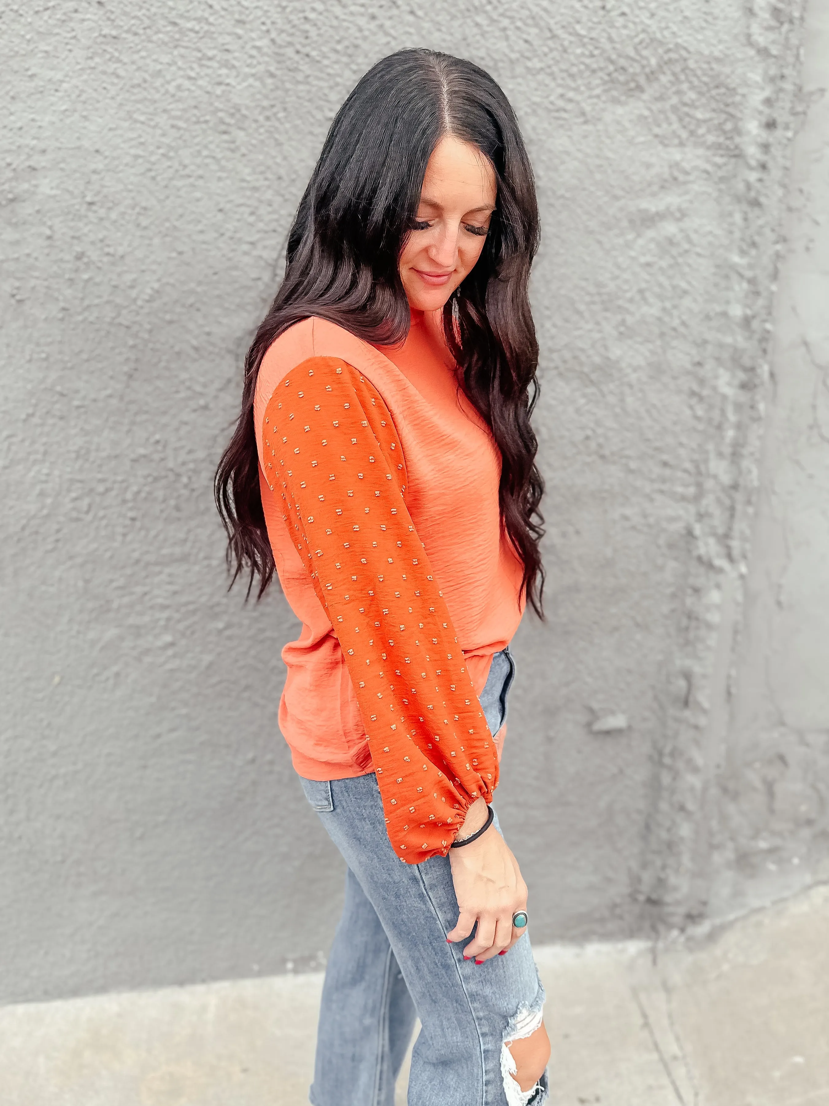 Oliva Orange Long Sleeved Top