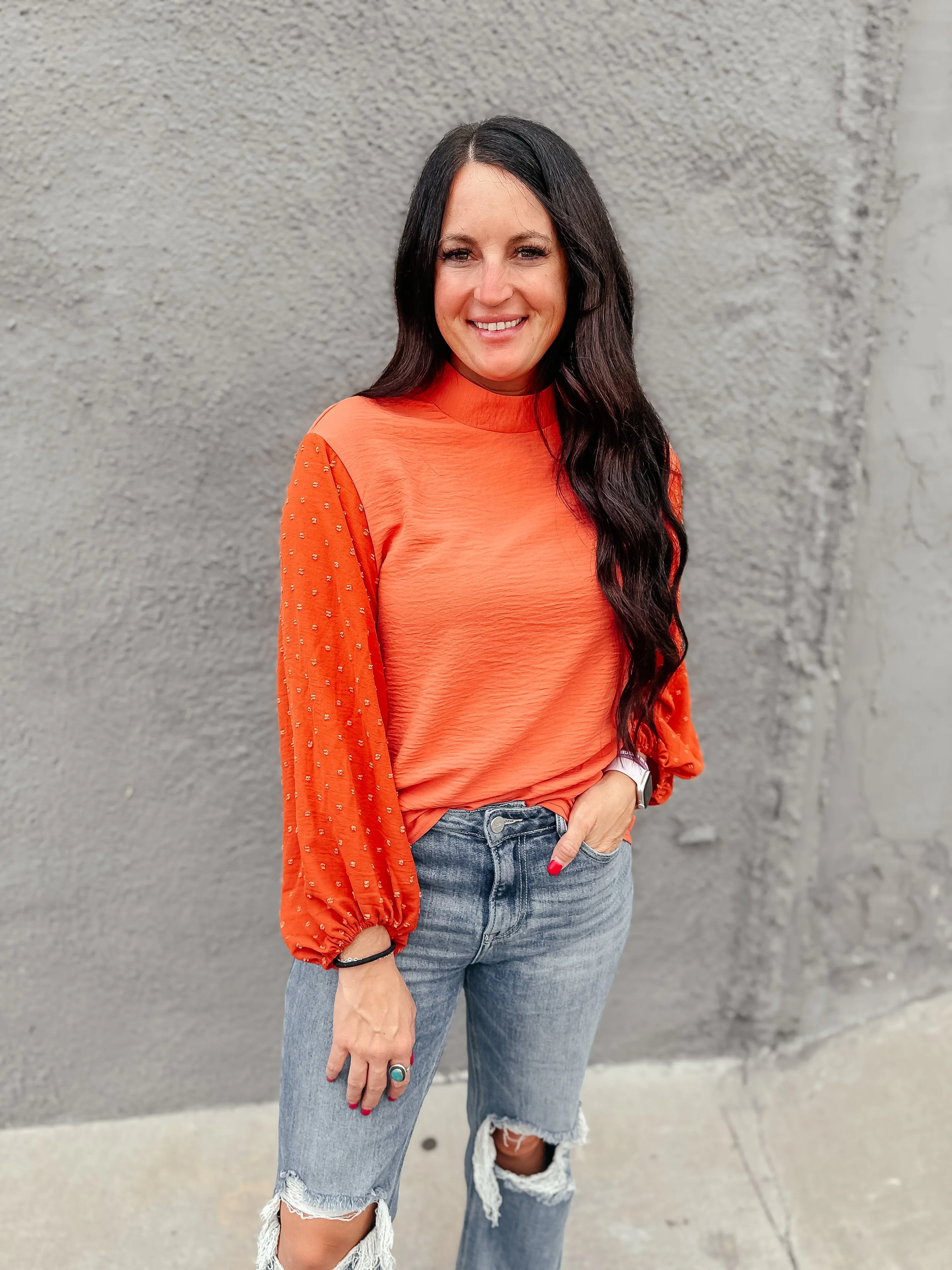 Oliva Orange Long Sleeved Top