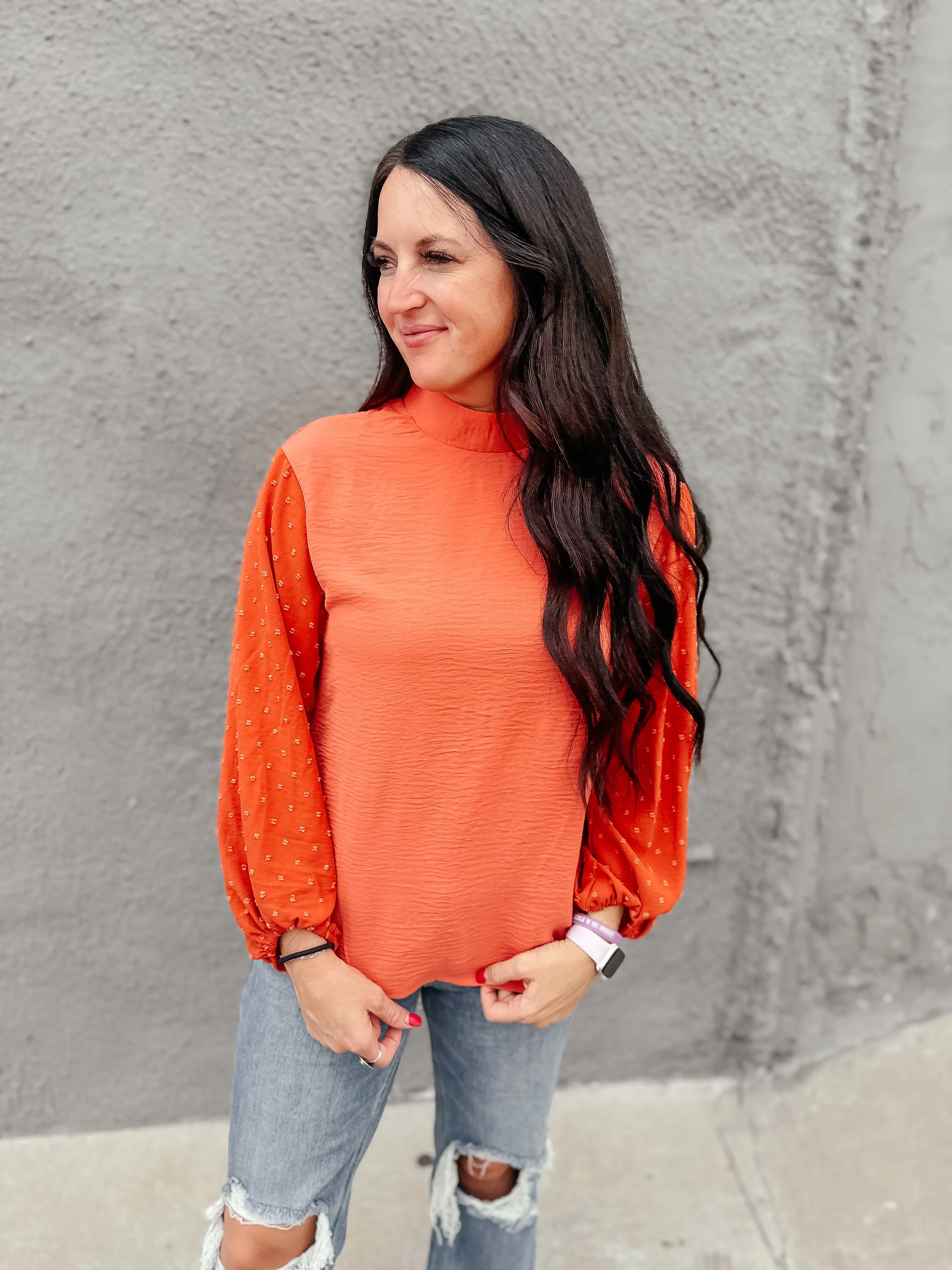 Oliva Orange Long Sleeved Top