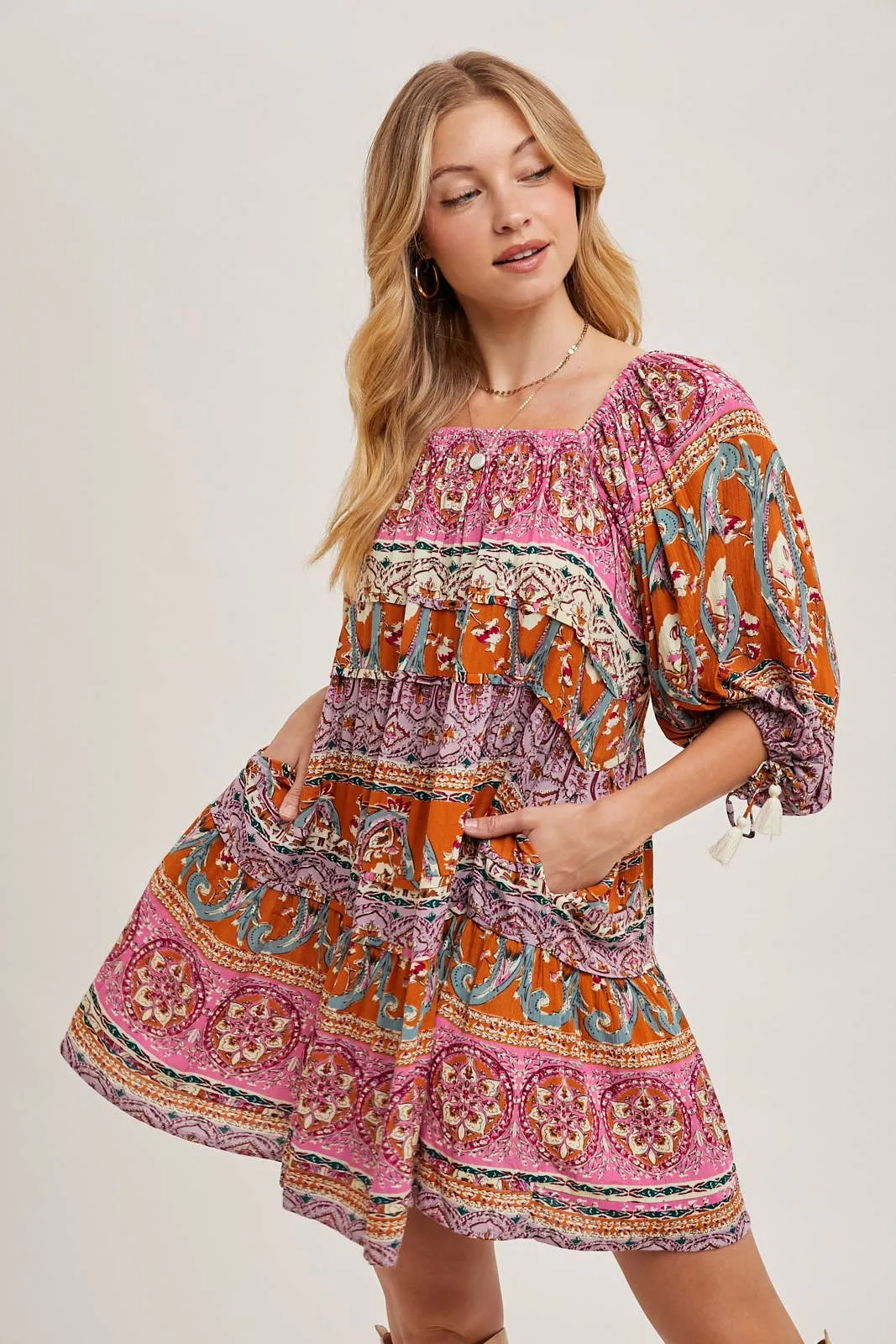 Paisley Print Boho Dress