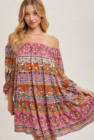 Paisley Print Boho Dress