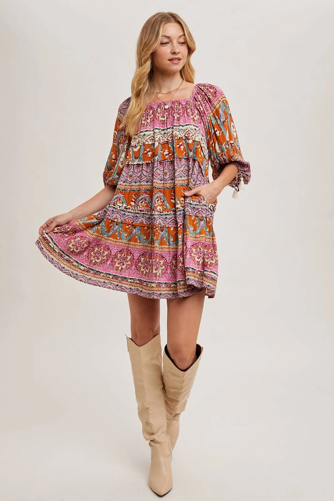 Paisley Print Boho Dress