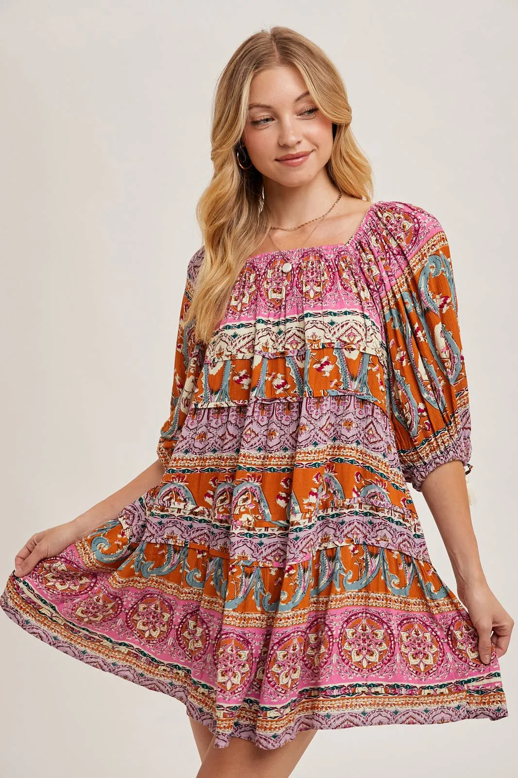 Paisley Print Boho Dress
