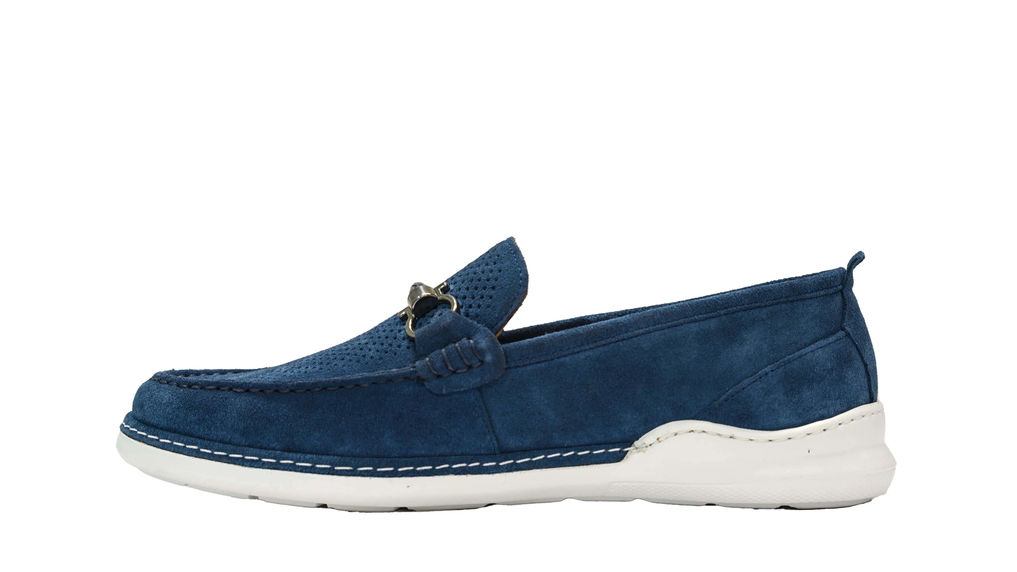 Roberto Serpentini Men's Blue Suede Perforated Moccasin 1808 40% off