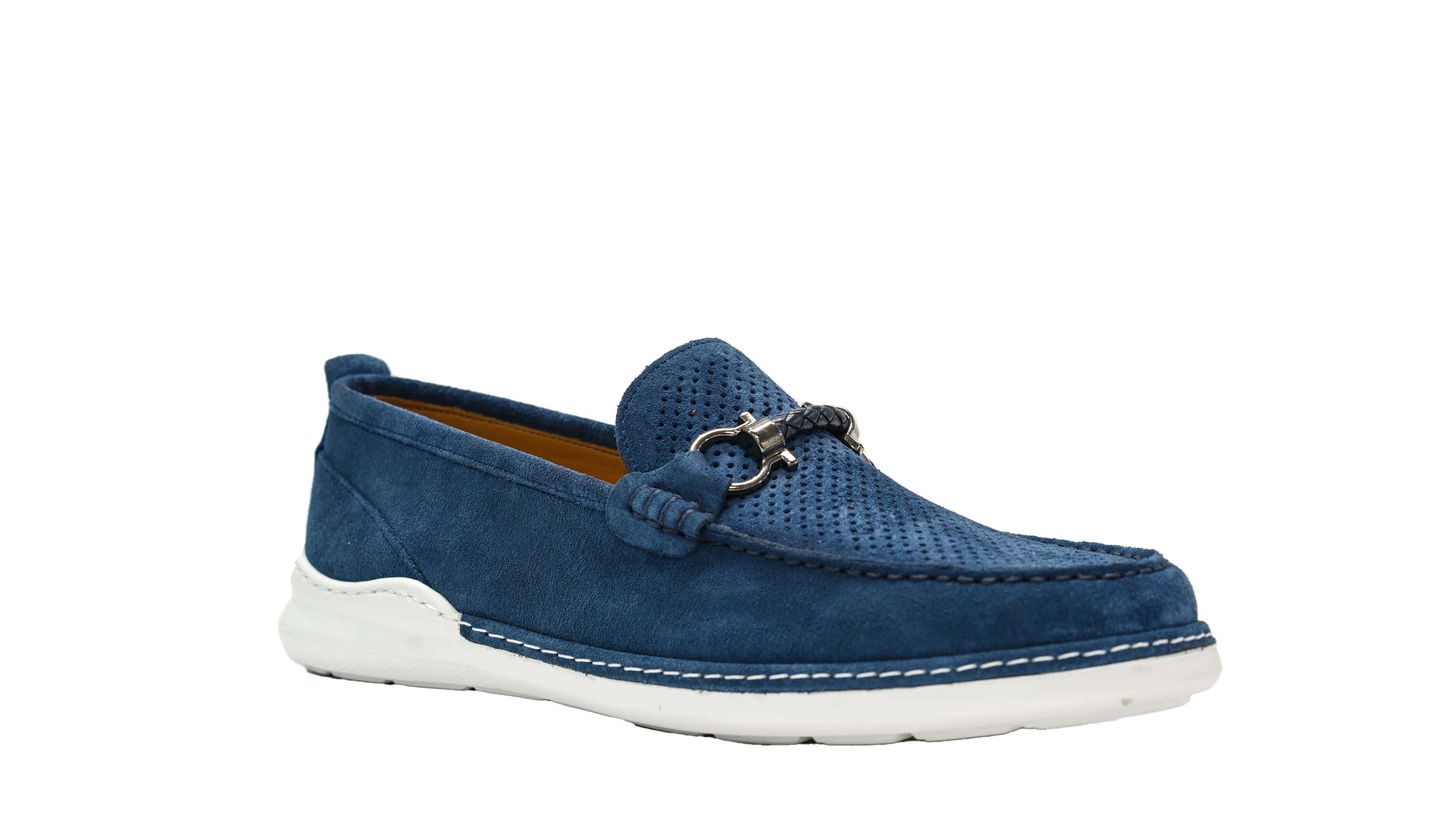 Roberto Serpentini Men's Blue Suede Perforated Moccasin 1808 40% off