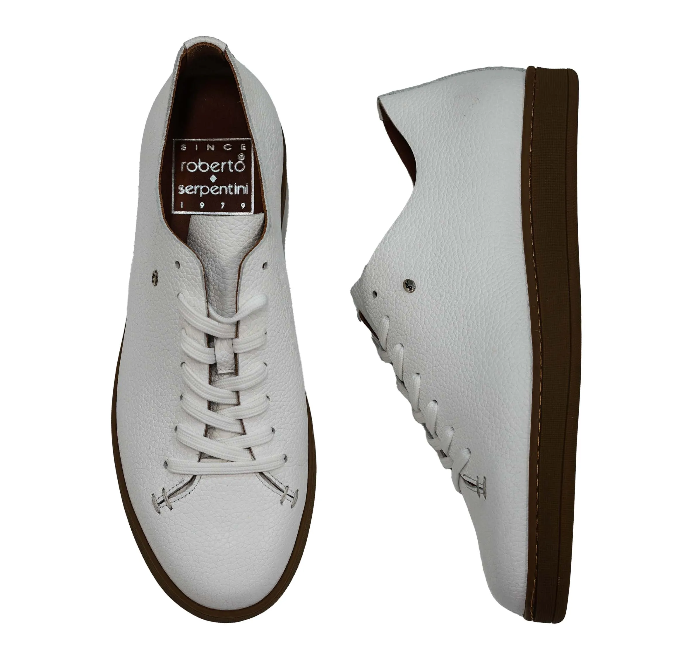 Roberto Serpentini Men's White Leather Lace Up 57000