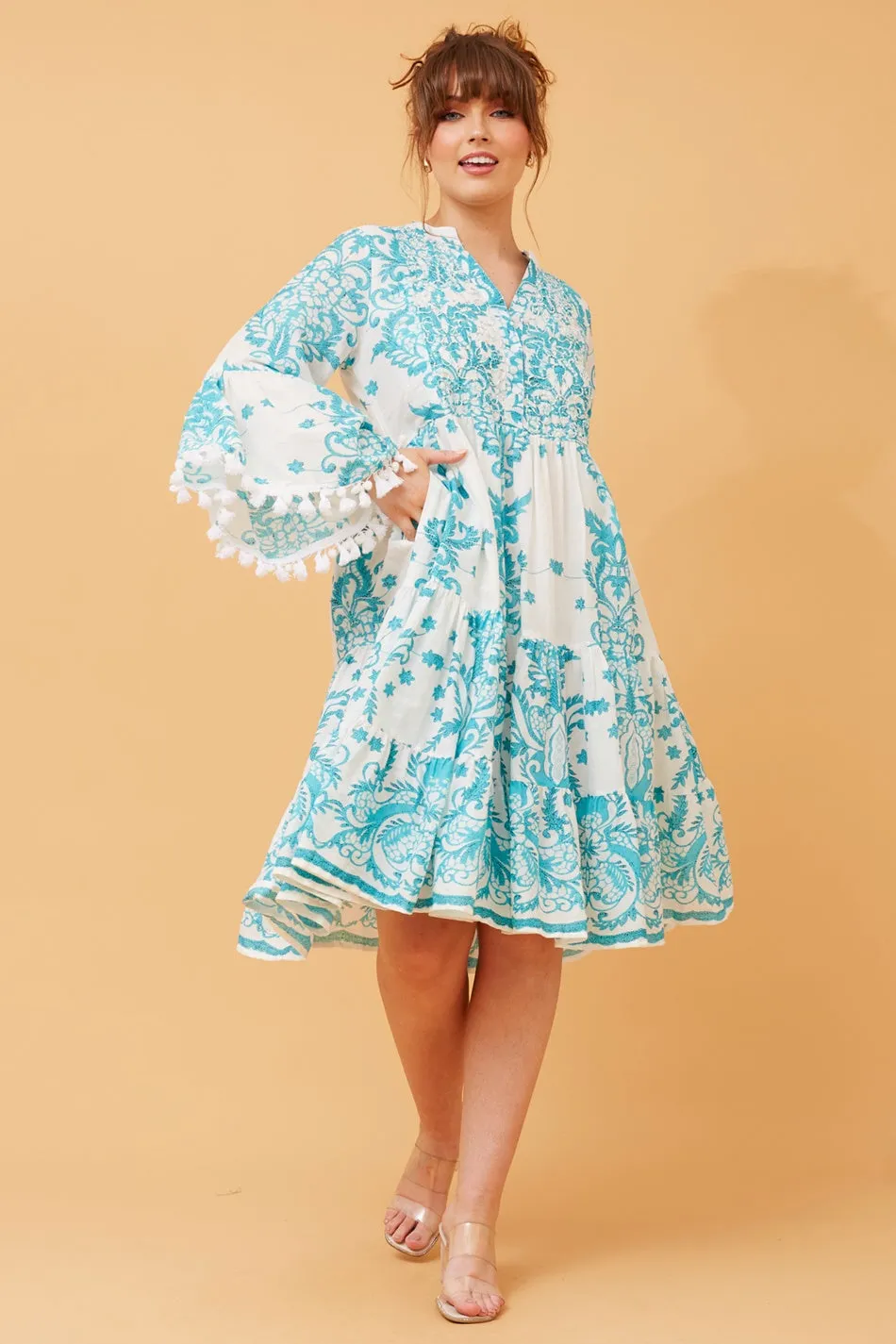 SADIRA POM POM DETAIL DRESS