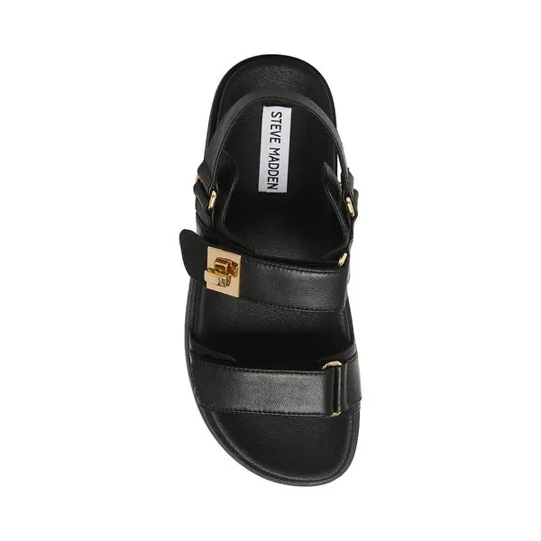 Steve Madden Mona Black Leather Sandal